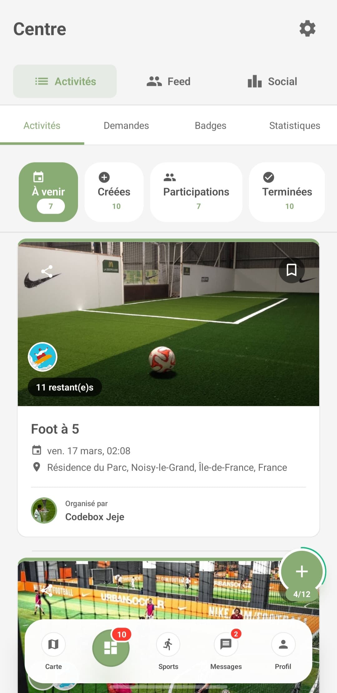 Recherche d'activités